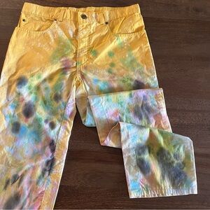 Vintage 1980s Cacharel Tie-Dyed Yellow Jeans Size 31